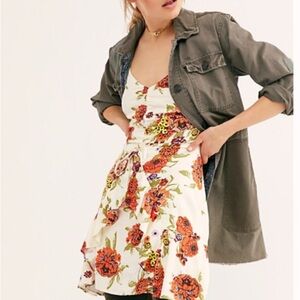 Free People Happy Heart Ruched Floral Mini Dress Size Small